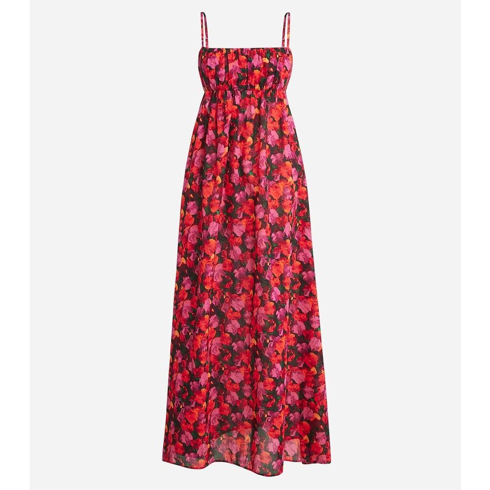 NWT J. Crew Empire Waist Cotton Voile Maxi Dress Pink Floral Tie Back Size XL - Picture 1 of 12